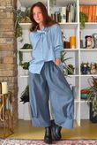 Bennie Quirky Barrel Pant Denim Pin Stripe
